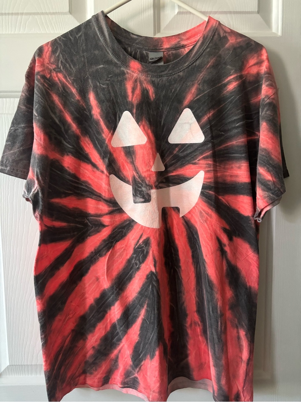 Gildan Orange and Black Tie-Dye Jack-O'-Lantern Short Sleeve Tee